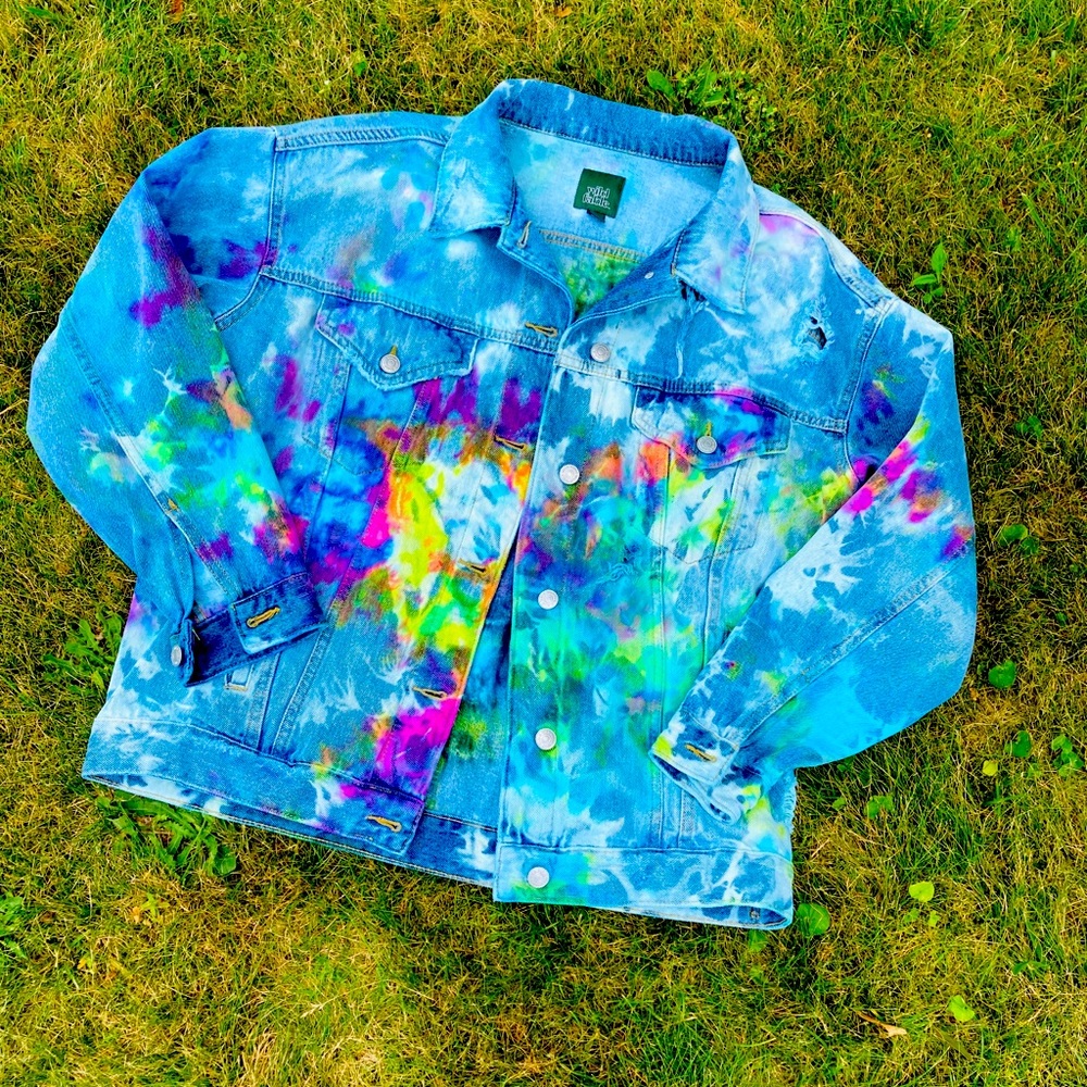 Women’s Custom Bleach Tie Dye Jean Jacket (Wild Fable Brand)